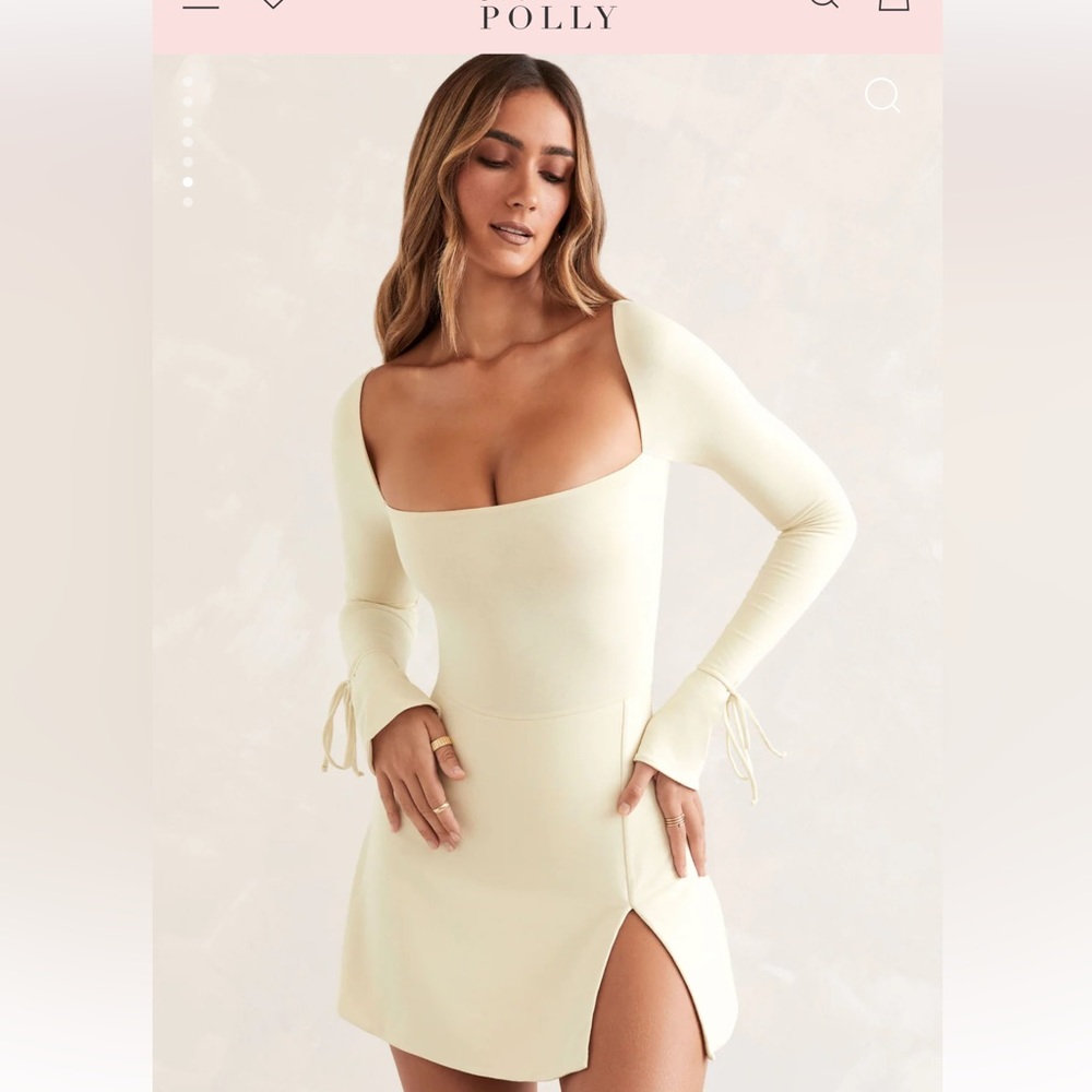 Oh Polly Square Neck Mini Dress in Ivory